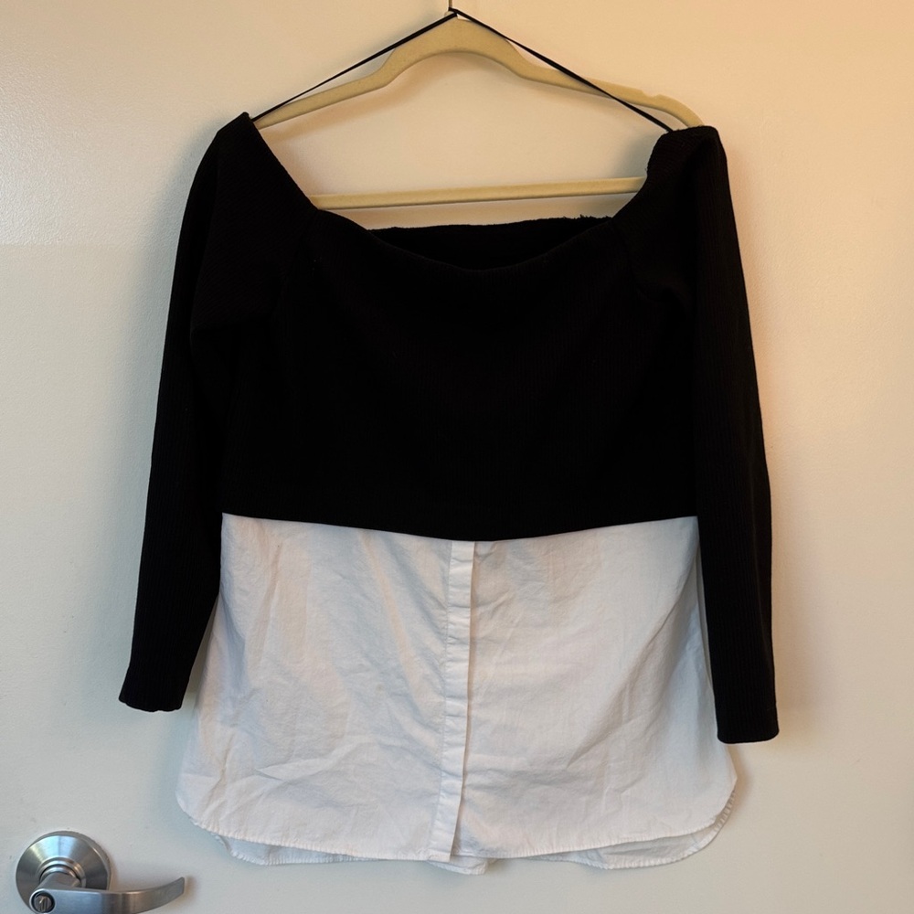 Zara Black Ribbed Knit Top